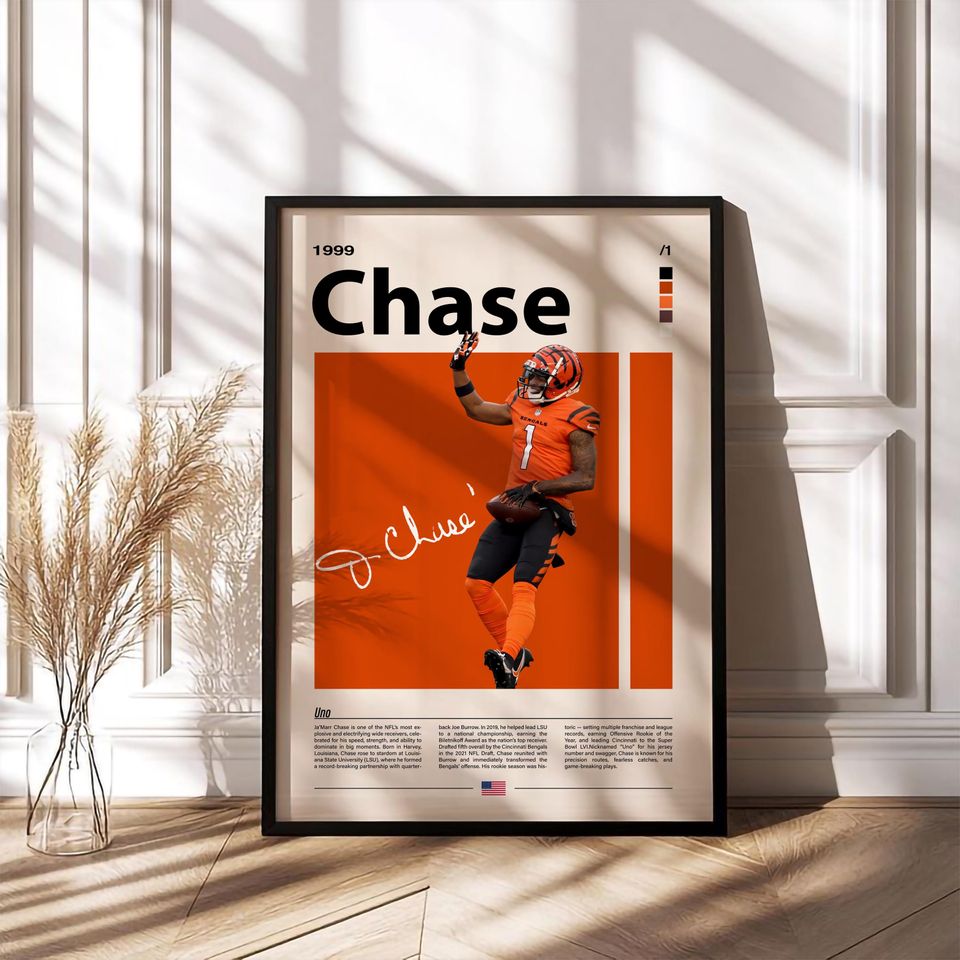 JaMarr Chase Wall Art Bengals Football Poster