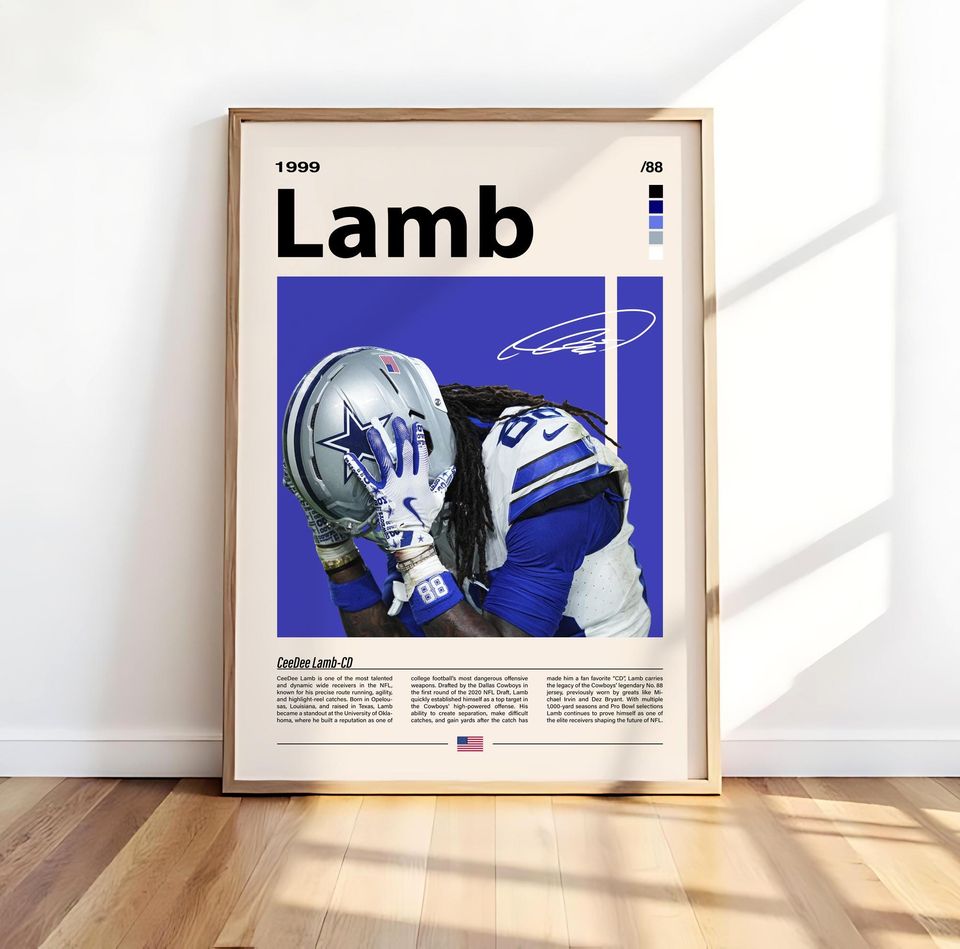 CeeDee Lamb Cowboys Football Wall Art Poster