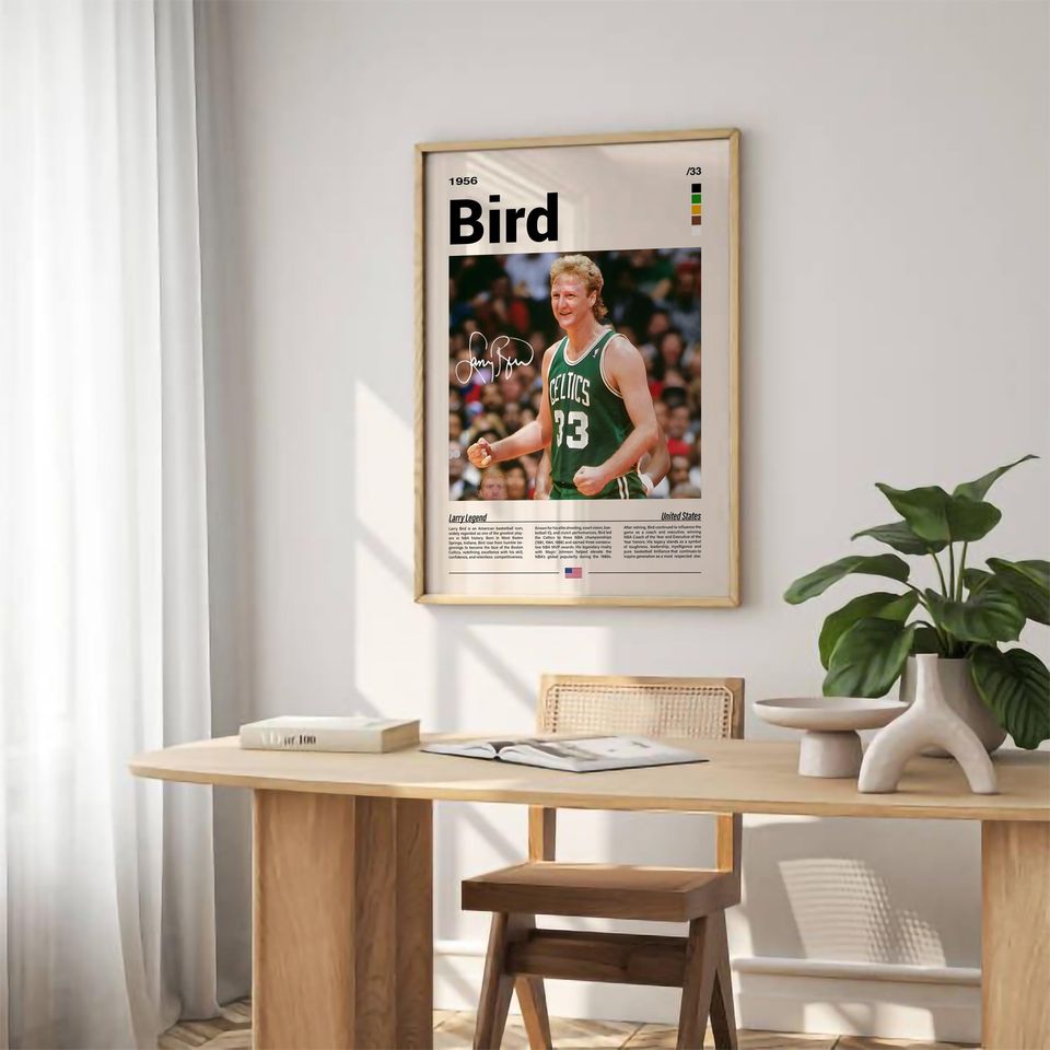 Larry Bird Poster  NBA Legend Basketball Wall Art