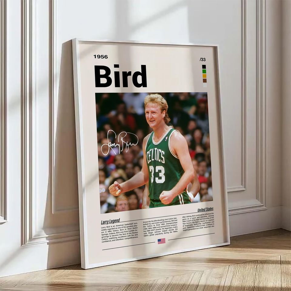 Larry Bird Poster  NBA Legend Basketball Wall Art