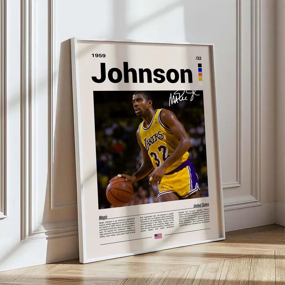 Magic Johnson Poster  NBA Basketball Wall Art