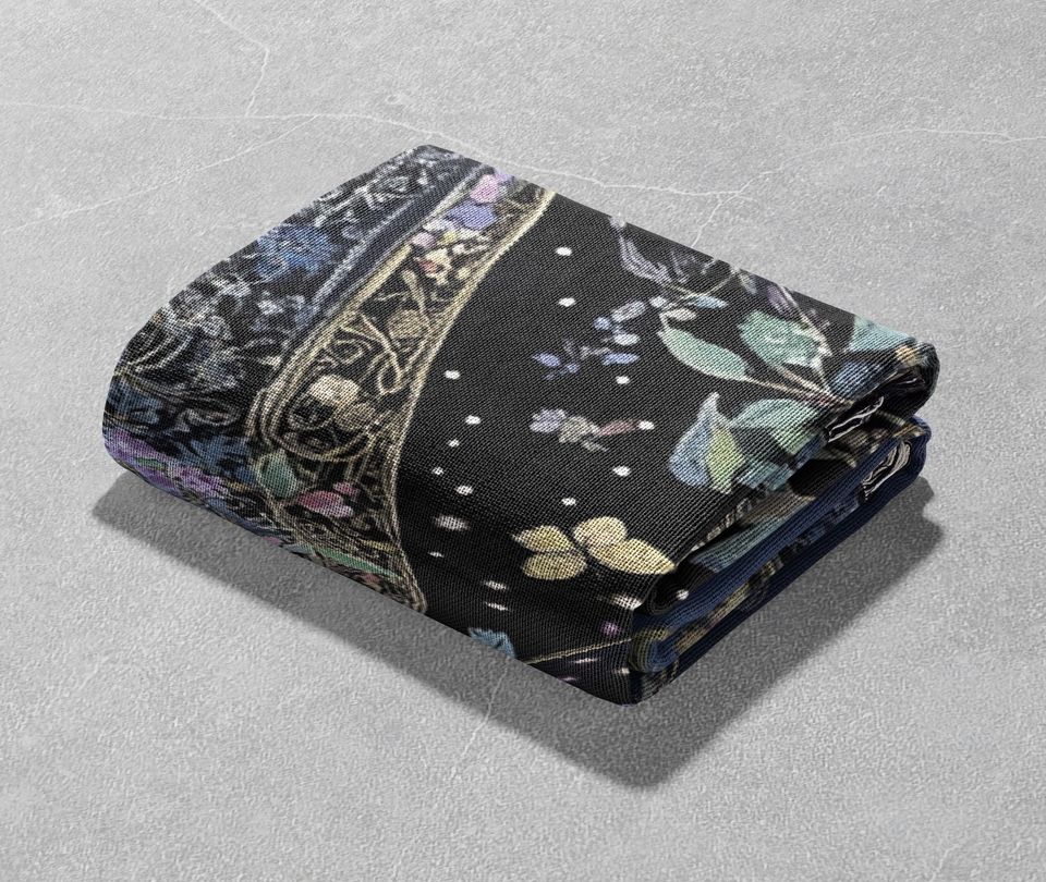 Magical Tree Woven Blanket 100% Cotton with Keys, Fruit, and Butterflies, Cottagecore Tapestry