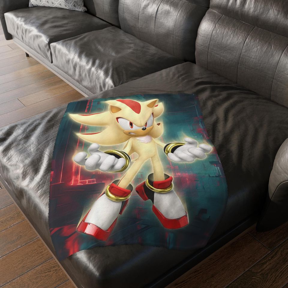Shadow and Super Shadow Velveteen Blanket: Gamer Gift