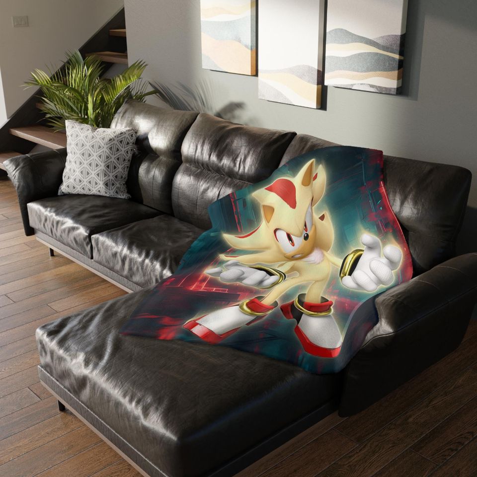 Shadow and Super Shadow Velveteen Blanket: Gamer Gift