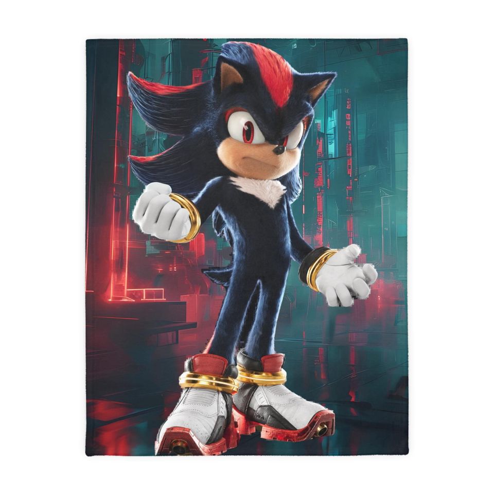 Shadow and Super Shadow Velveteen Blanket: Gamer Gift