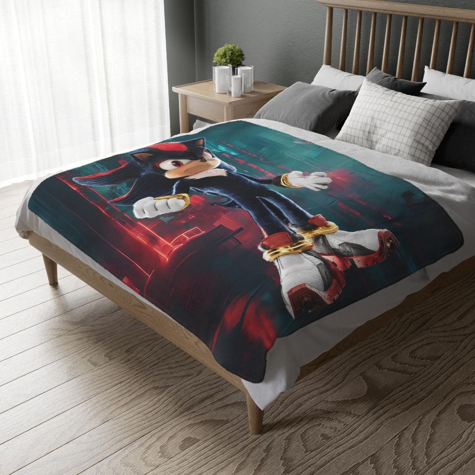 Shadow and Super Shadow Velveteen Blanket: Gamer Gift