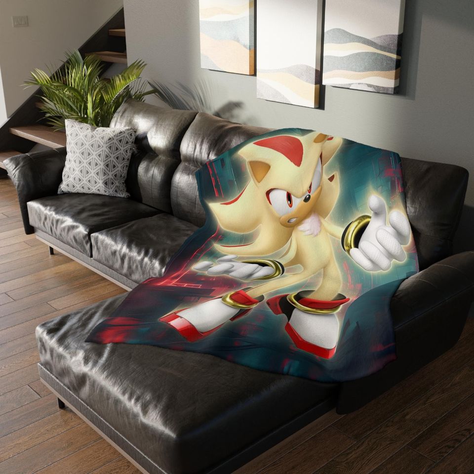 Shadow and Super Shadow Velveteen Blanket: Gamer Gift