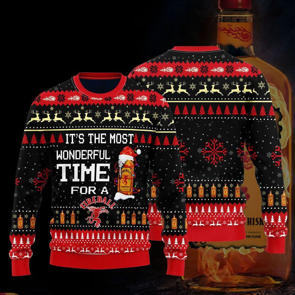 3D Most Wonderful Time For A Fireball Christmas 3D Sweater