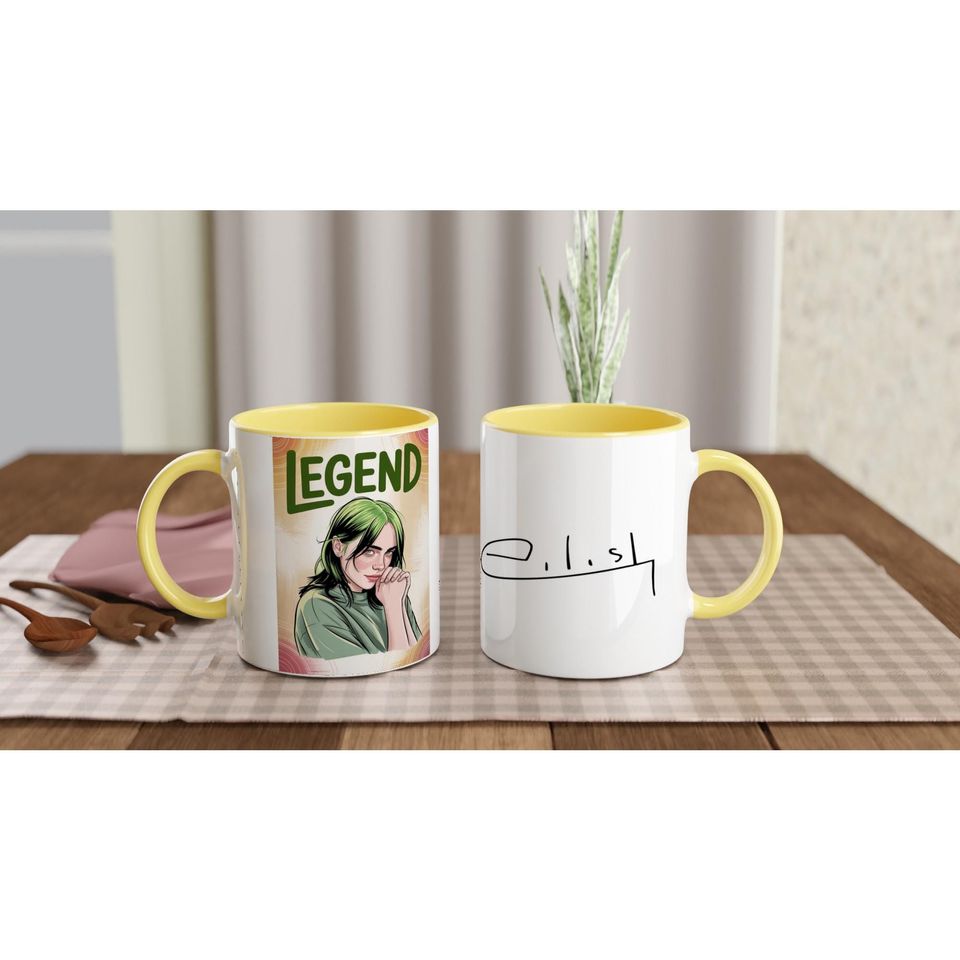 Billie Eilish Mug Celebrity Signature Glossy Ceramic Coffee Cup