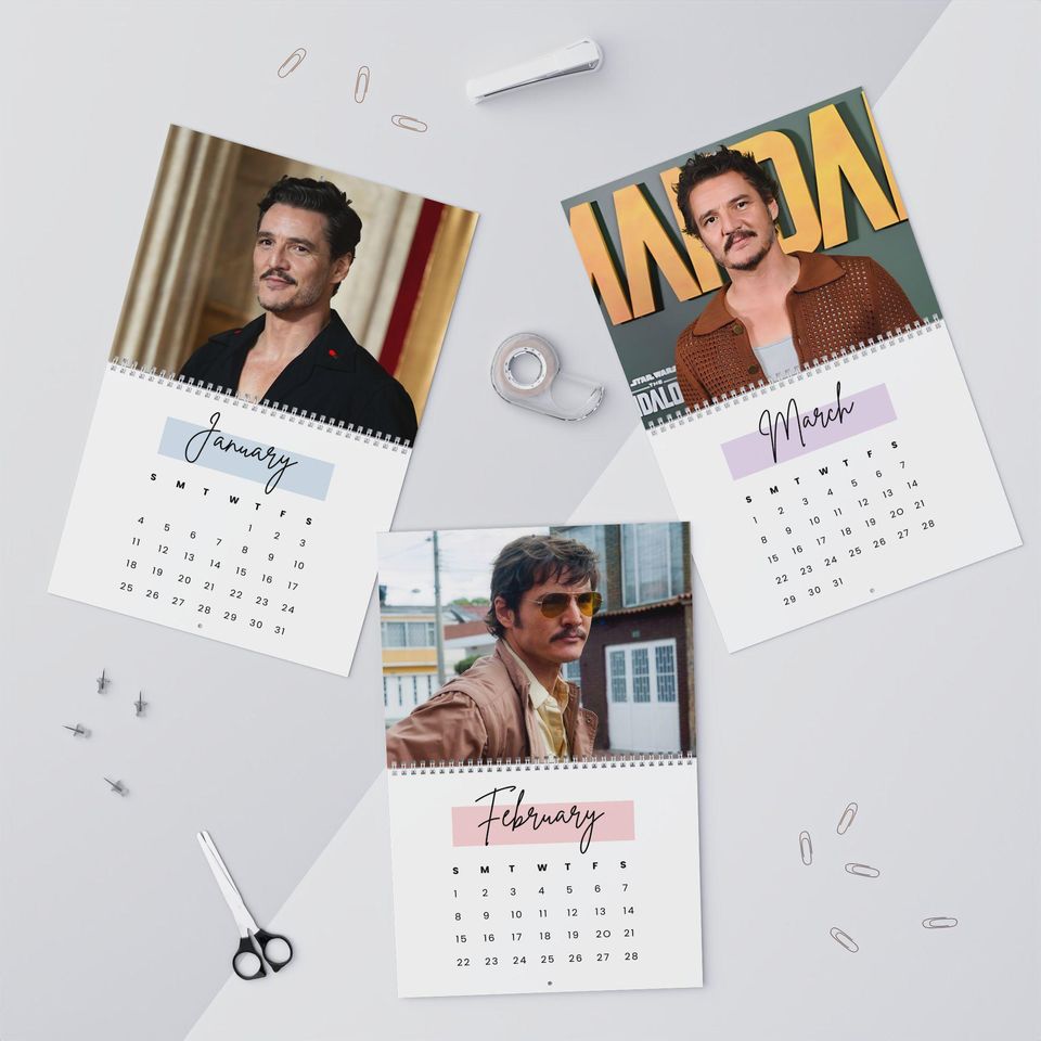 Pedro Pascal Wall Calendar 2026 - Monthly Organizer, Room Decor, Celebrity Fan Gift