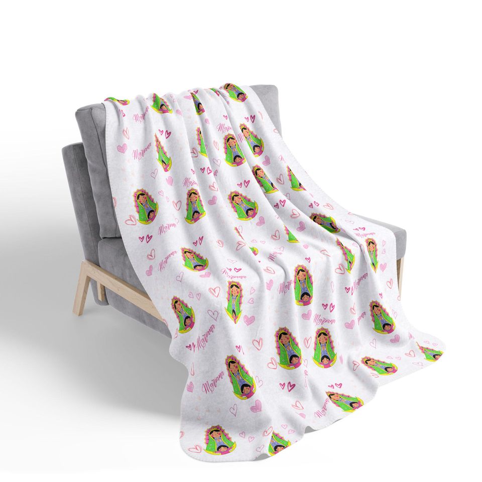 Hearts of Grace: Personalized Virgin Mary Blanket