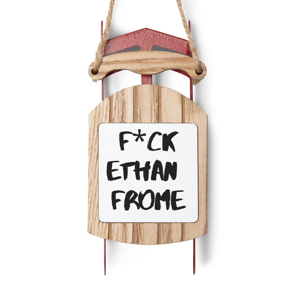 Funny "F*ck Ethan Frome" Sled Ornament: Quirky Holiday Tree Decoration