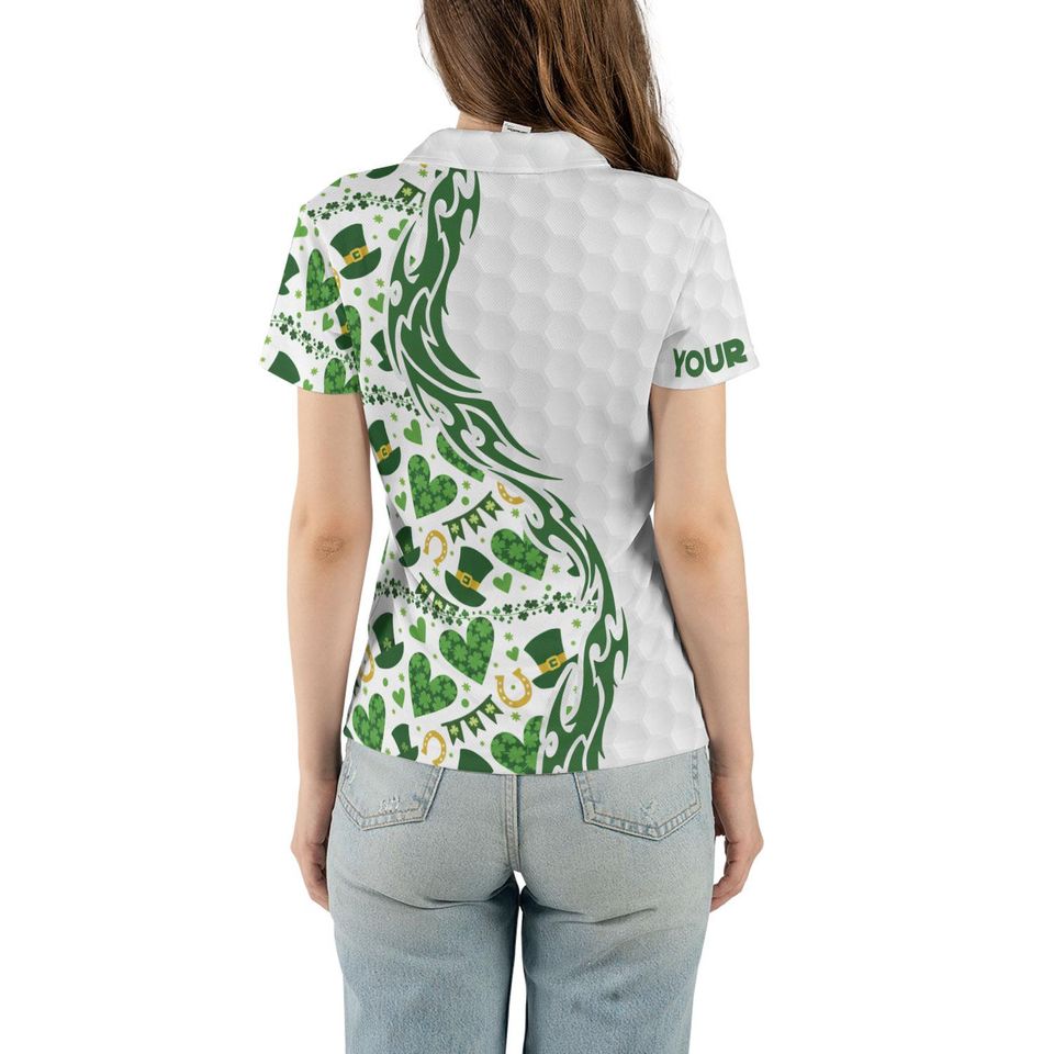 Personalized St. Patrick's Day Golf Polo for Men and Women - Custom Name Shamrock Team Shirt