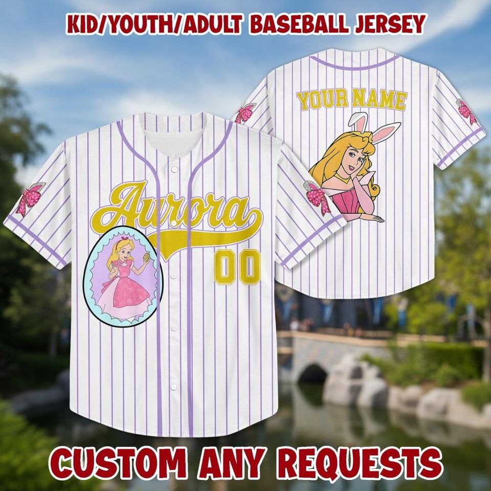 Custom Name Princess Baseball Kid Adult Jersey, Easter Gift