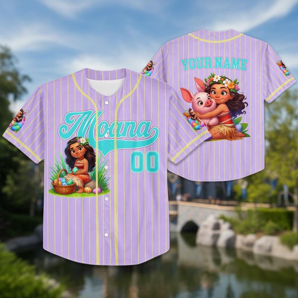 Personalized Princess Moana Baseball Kid Adult Jersey, Easter Gift