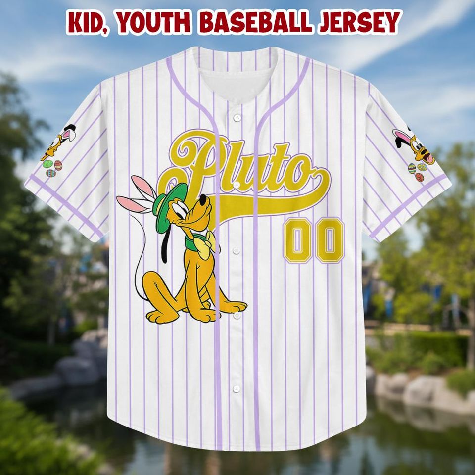 Personalized Pluto Baseball Kid Adult Jersey, Mouse and Friends Shirt, Easter Gift