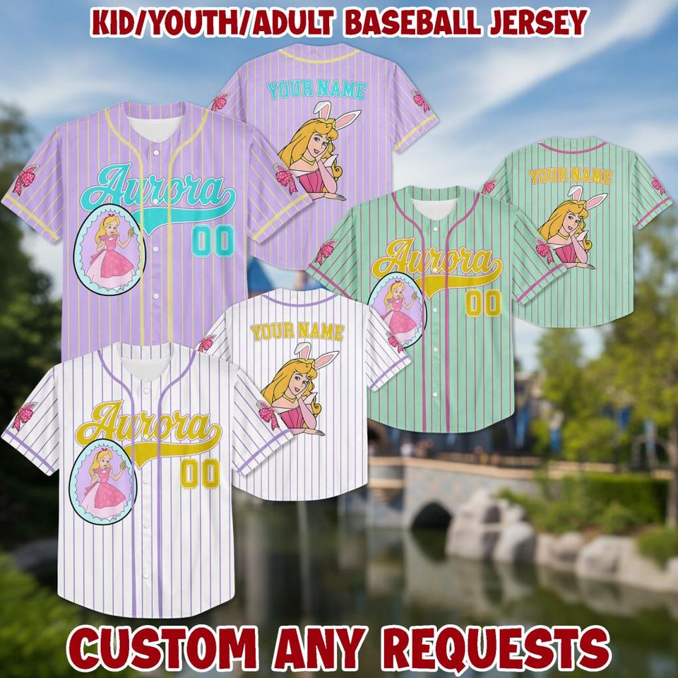 Custom Name Princess Baseball Kid Adult Jersey, Easter Gift