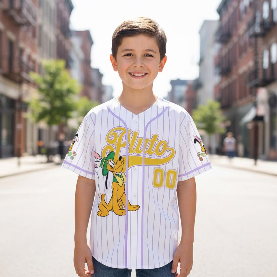Personalized Pluto Baseball Kid Adult Jersey, Mouse and Friends Shirt, Easter Gift