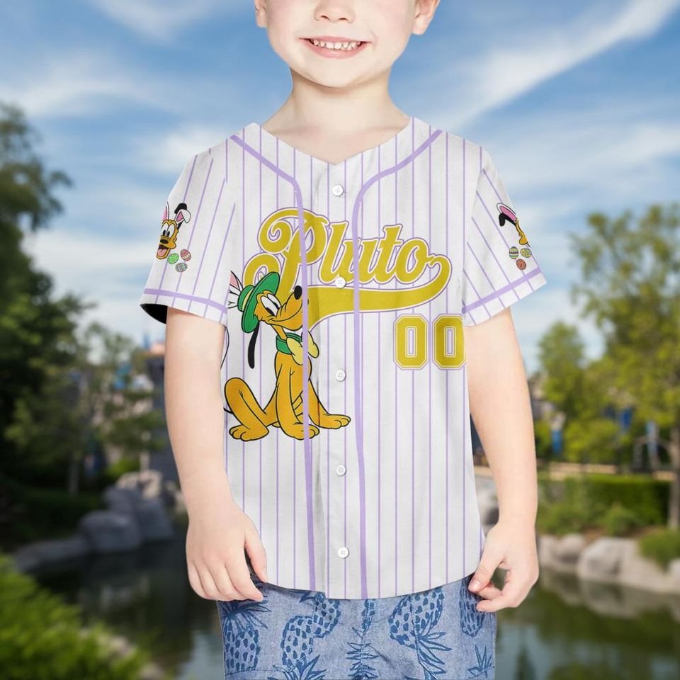 Personalized Pluto Baseball Kid Adult Jersey, Mouse and Friends Shirt, Easter Gift