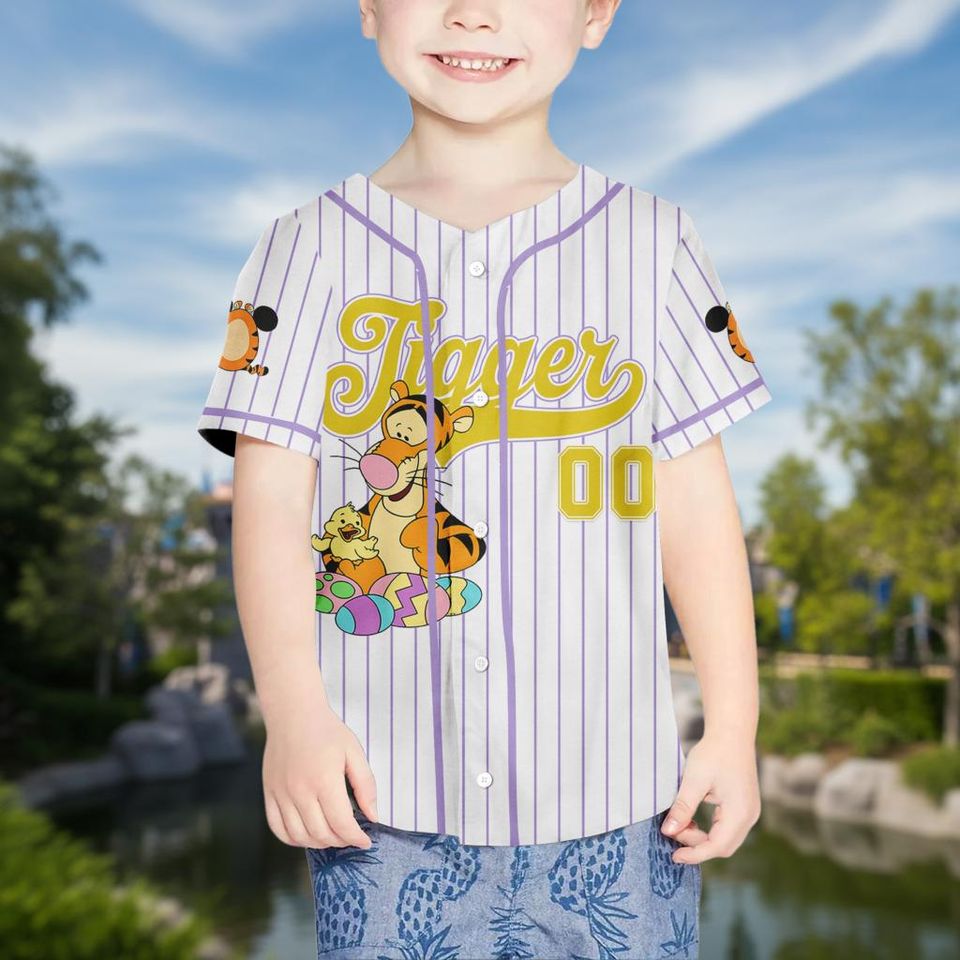 Personalized Tigger Baseball Kid Adult Jersey, Winnie the Pooh  Shirt, Easter Gift