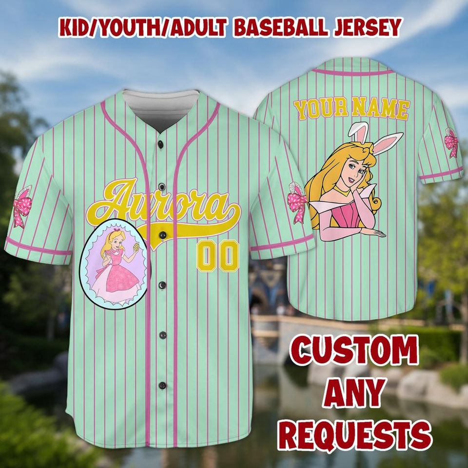 Custom Name Princess Baseball Kid Adult Jersey, Easter Gift