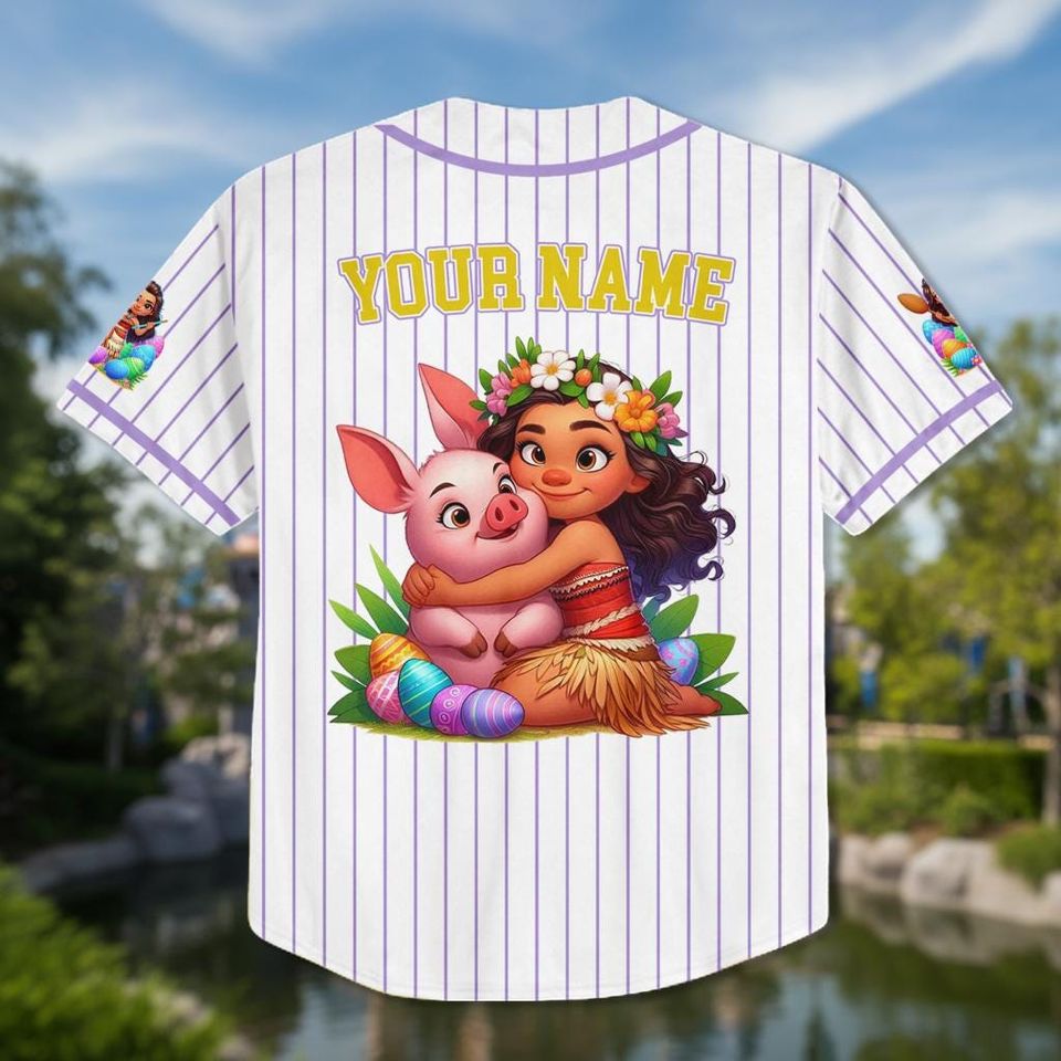 Personalized Princess Moana Baseball Kid Adult Jersey, Easter Gift