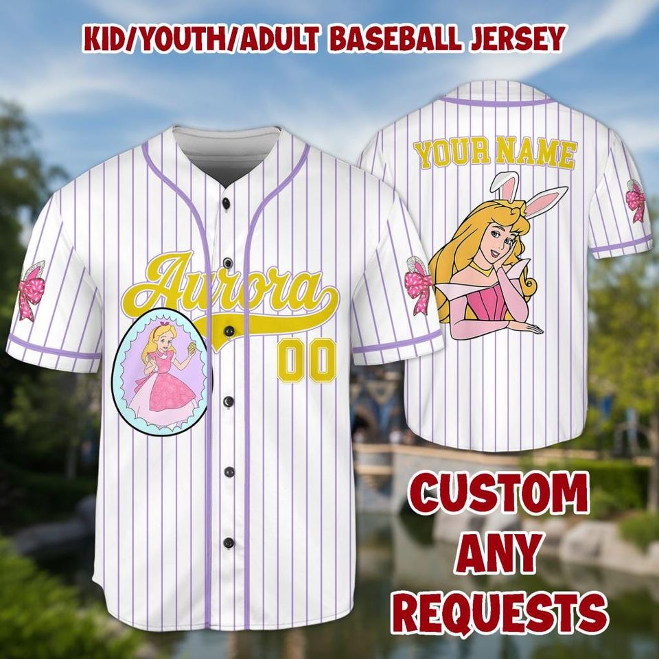 Custom Name Princess Baseball Kid Adult Jersey, Easter Gift