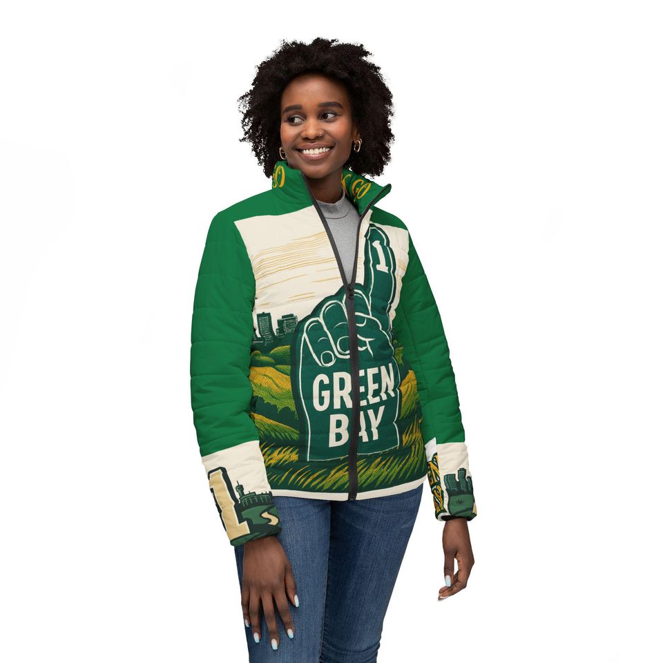 Green  Bay Foam Finger Puffer Jacket