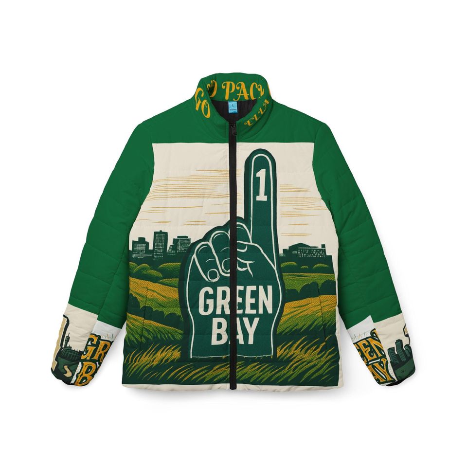 Green  Bay Foam Finger Puffer Jacket