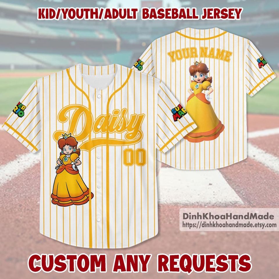 Custom Super Mario Baseball Jersey, Super Mario Luigi Princess Peach Birthday Girl Jersey, Mario Birthday Boy Gift, Mario Family Shirt