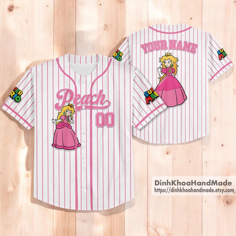 Custom Super Mario Baseball Jersey, Super Mario Luigi Princess Peach Birthday Girl Jersey, Mario Birthday Boy Gift, Mario Family Shirt