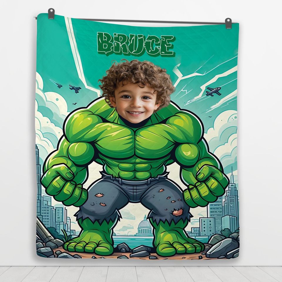 Personalized Hulk Flannel Blanket: Custom Kids Gift