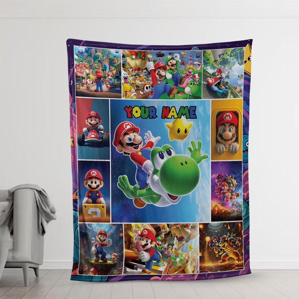 Personalized Super Mario Fleece Blanket