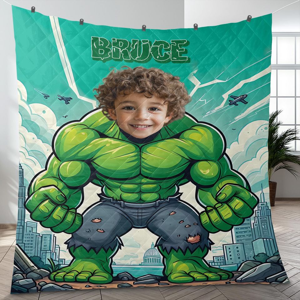 Personalized Hulk Flannel Blanket: Custom Kids Gift