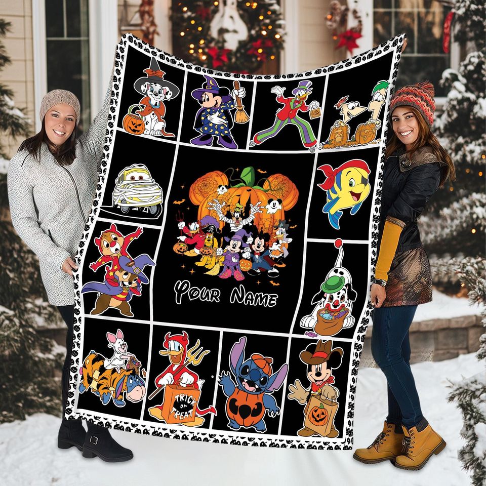 Personalize Disney Stitch Halloween Trick Or Treat Blanket