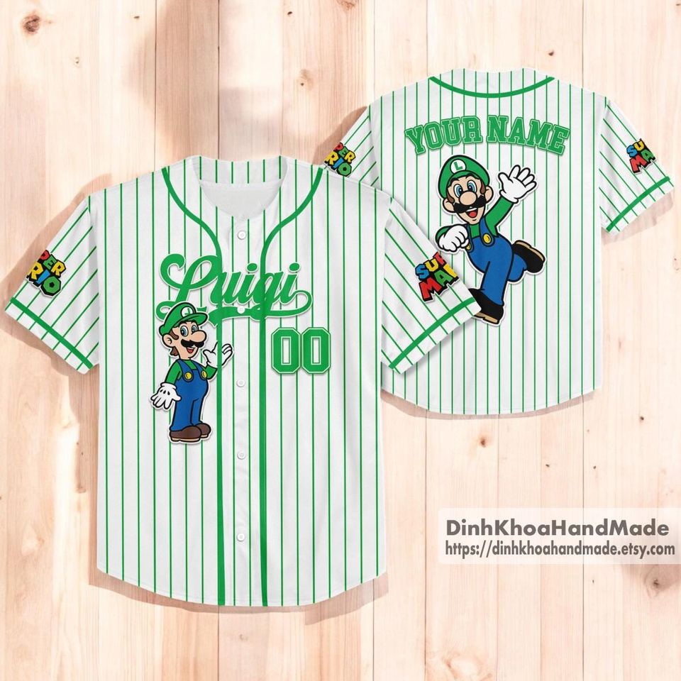 Custom Super Mario Baseball Jersey, Super Mario Luigi Princess Peach Birthday Girl Jersey, Mario Birthday Boy Gift, Mario Family Shirt