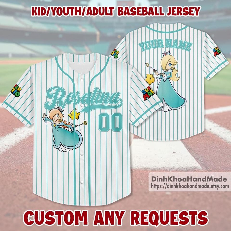 Custom Super Mario Baseball Jersey, Super Mario Luigi Princess Peach Birthday Girl Jersey, Mario Birthday Boy Gift, Mario Family Shirt