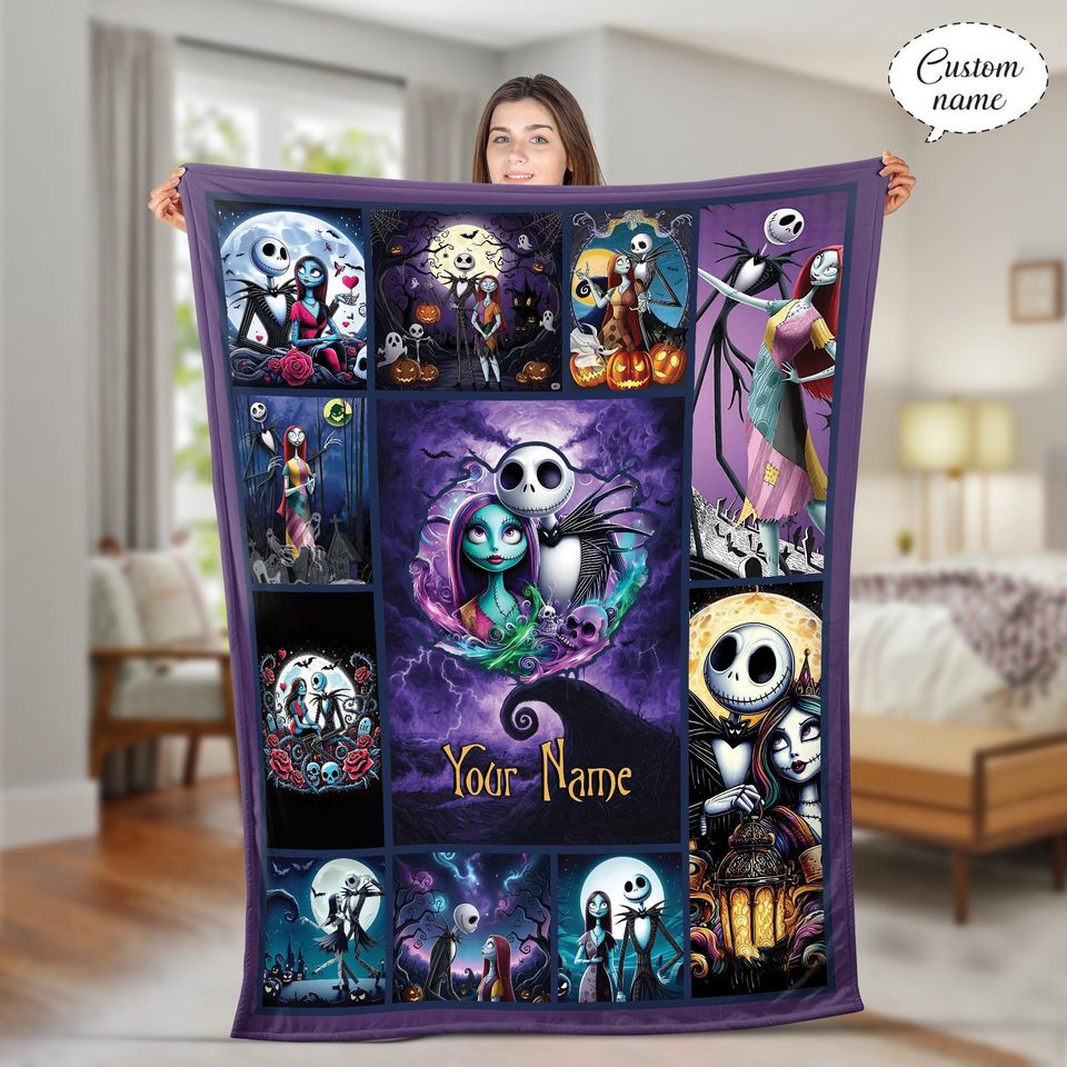 Custom Jack Skellington Sally Blanket The Nightmare Before Christmas Blanket