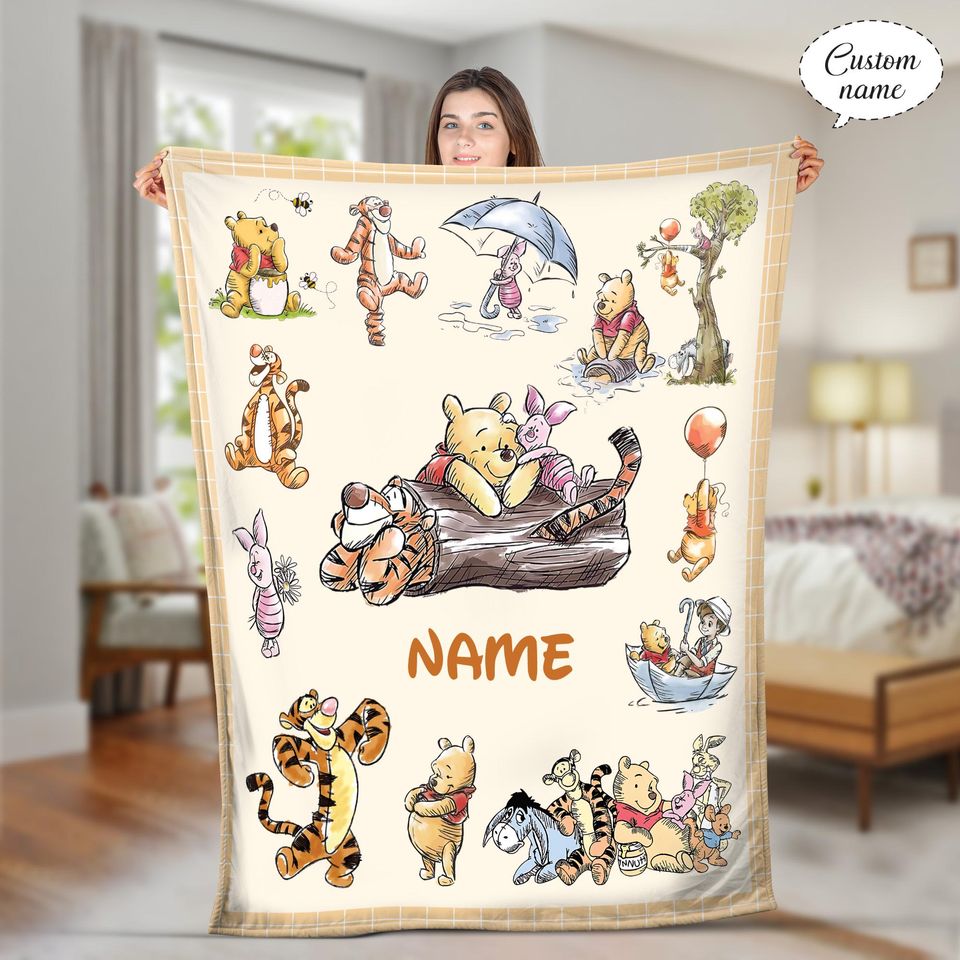 Personalized Winnie the Pooh Blanket