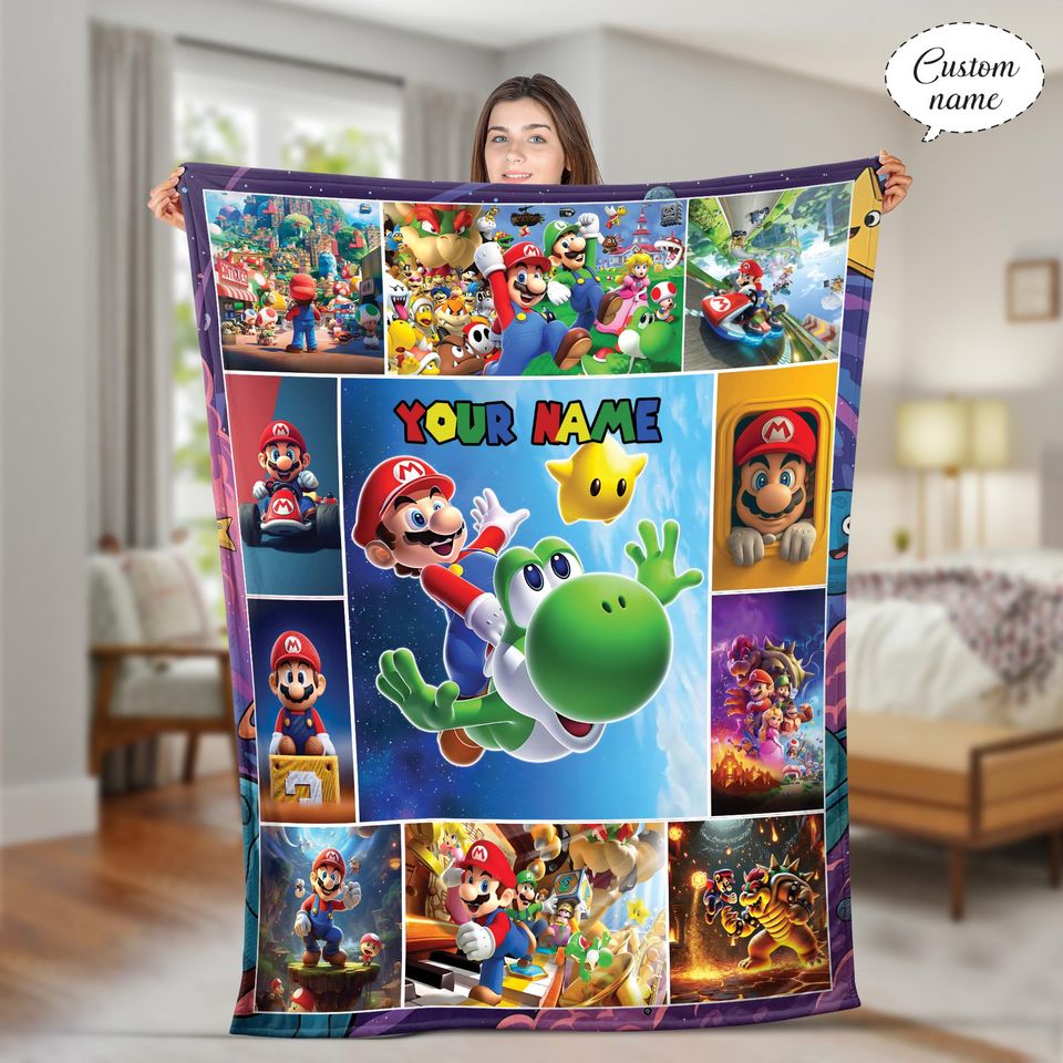 Personalized Super Mario Fleece Blanket