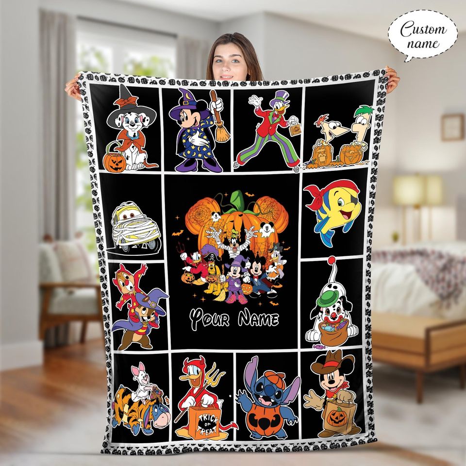 Personalize Disney Stitch Halloween Trick Or Treat Blanket