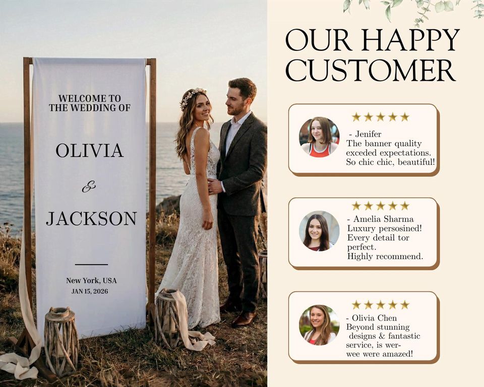 Custom Fabric Wedding Welcome Sign  Modern Polycanvas Wedding Sign  Wedding Banner  Personalised Wedding Decor  Engagement Party Sign