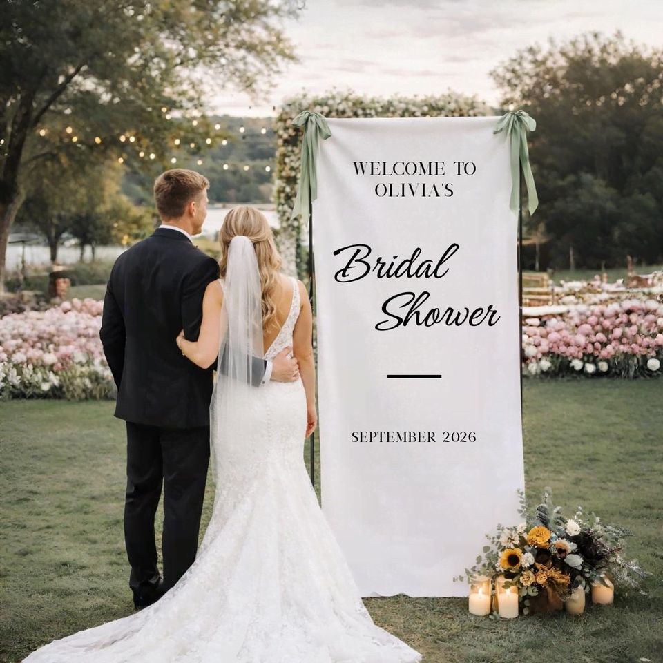 Custom Fabric Wedding Welcome Sign  Modern Polycanvas Wedding Sign  Wedding Banner  Personalised Wedding Decor  Engagement Party Sign