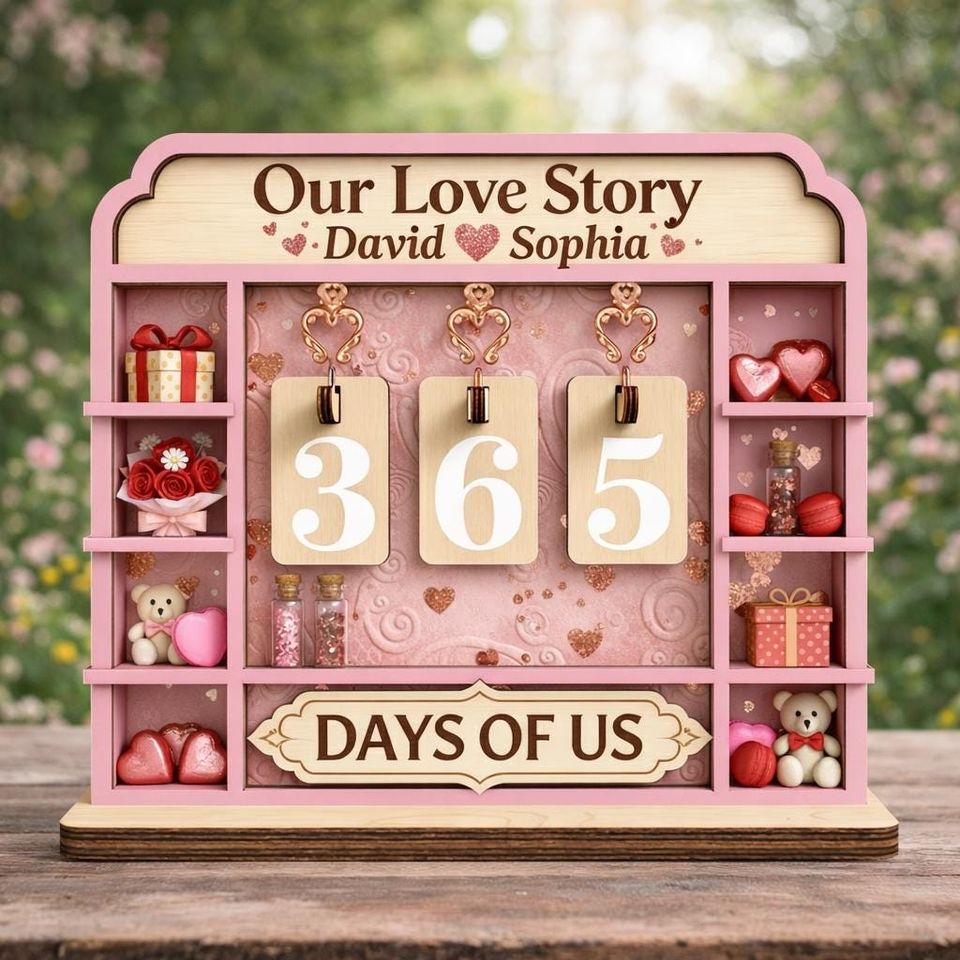 Custom Book Tracker Days Together Wooden Reading Gift Valentine Day Anniversary Home Decor