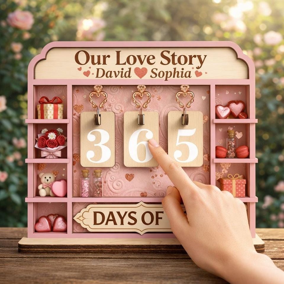 Custom Book Tracker Days Together Wooden Reading Gift Valentine Day Anniversary Home Decor