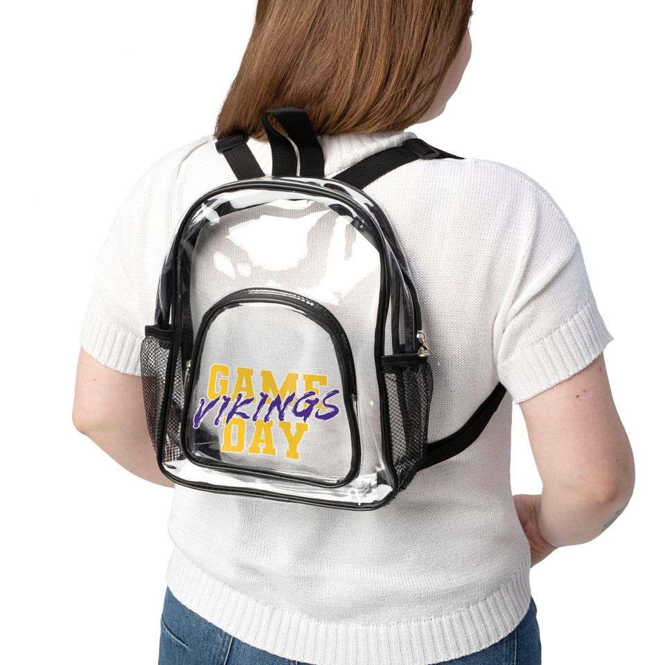 GAME DAY Minnesota Football Team Vikings Clear Backpack, Game Day Bag, Clear Sport Bag