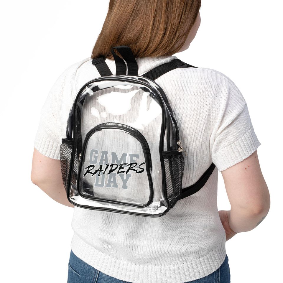 GAME DAY Las Vegas Football Team Raiders Clear Backpack, Game Day Bag, Clear Sport Bag