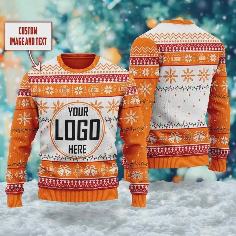 Custom Logo Ugly Christmas Sweater, Personalized Company Xmas Sweater