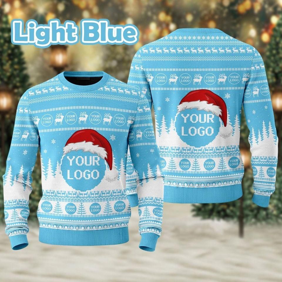 Custom Company Logo Ugly Christmas Sweater, Knitted Polyester Blend