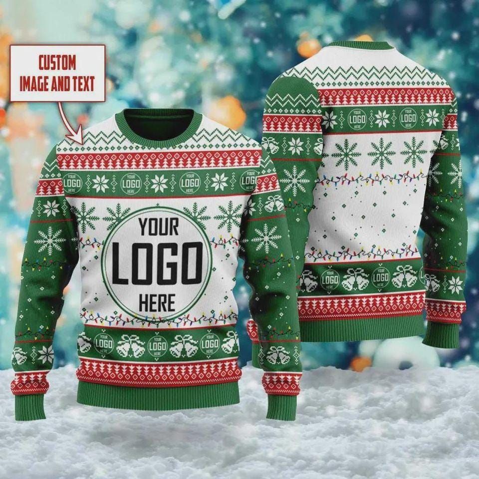 Custom Logo Ugly Christmas Sweater, Personalized Company Xmas Sweater